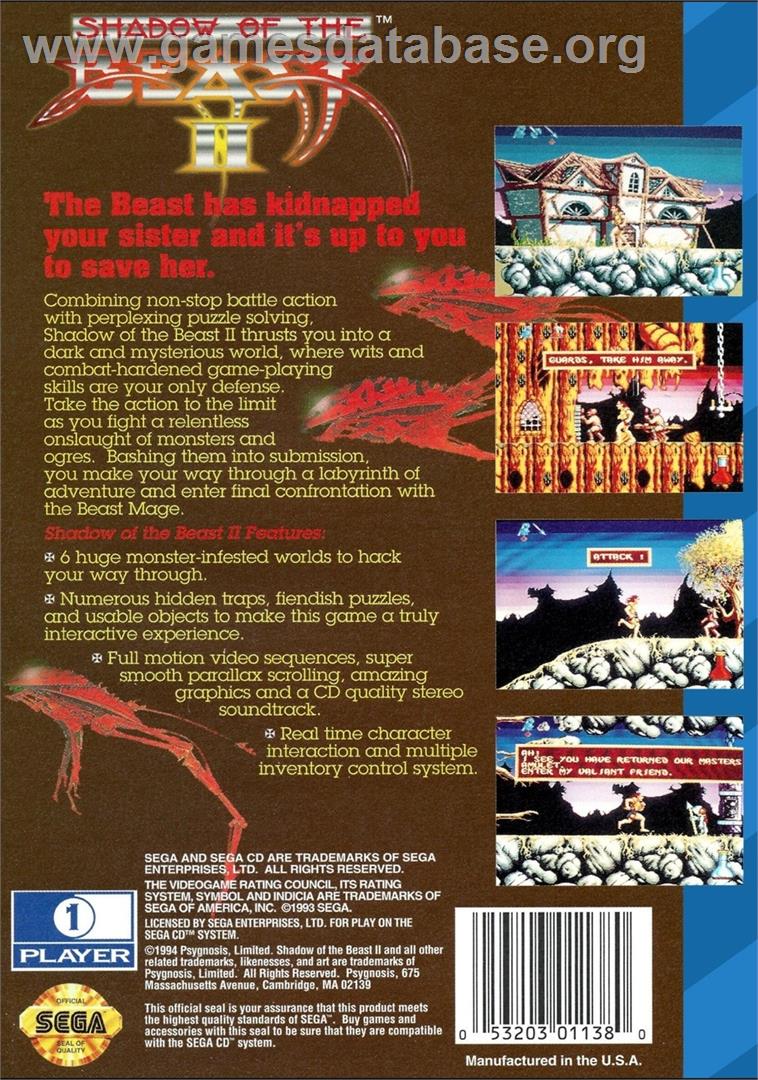 Beast 2 - Sega CD - Artwork - Box Back