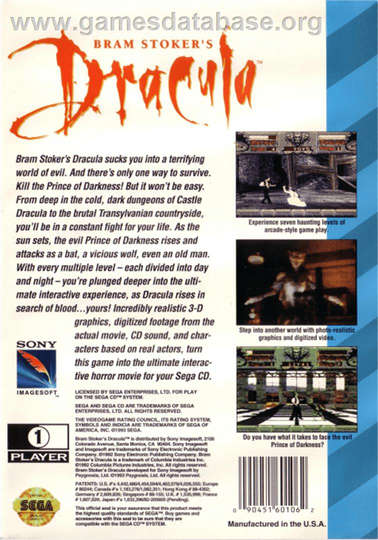 Bram Stoker's Dracula - Sega CD - Artwork - Box Back