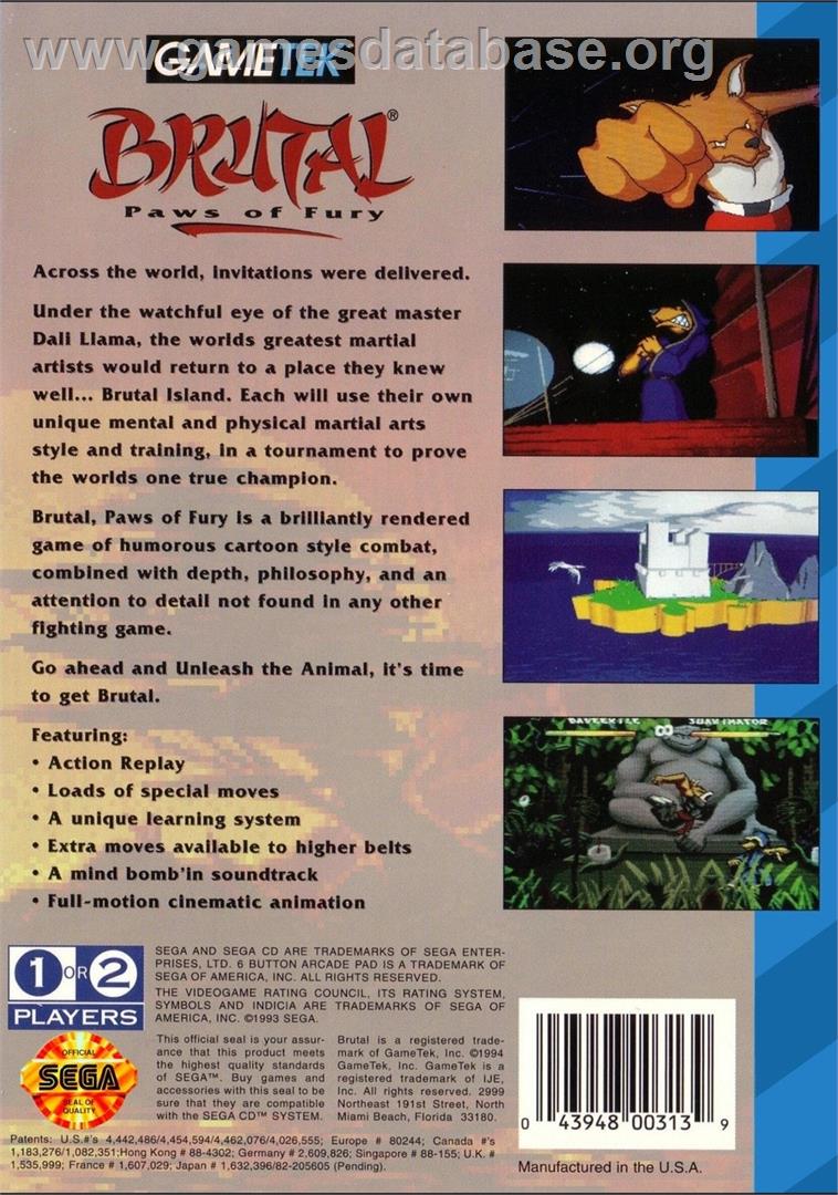 Brutal - Paws Of Fury - Sega CD - Artwork - Box Back