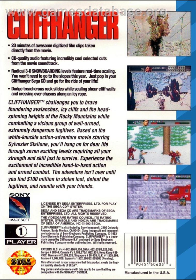 Cliffhanger - Sega CD - Artwork - Box Back