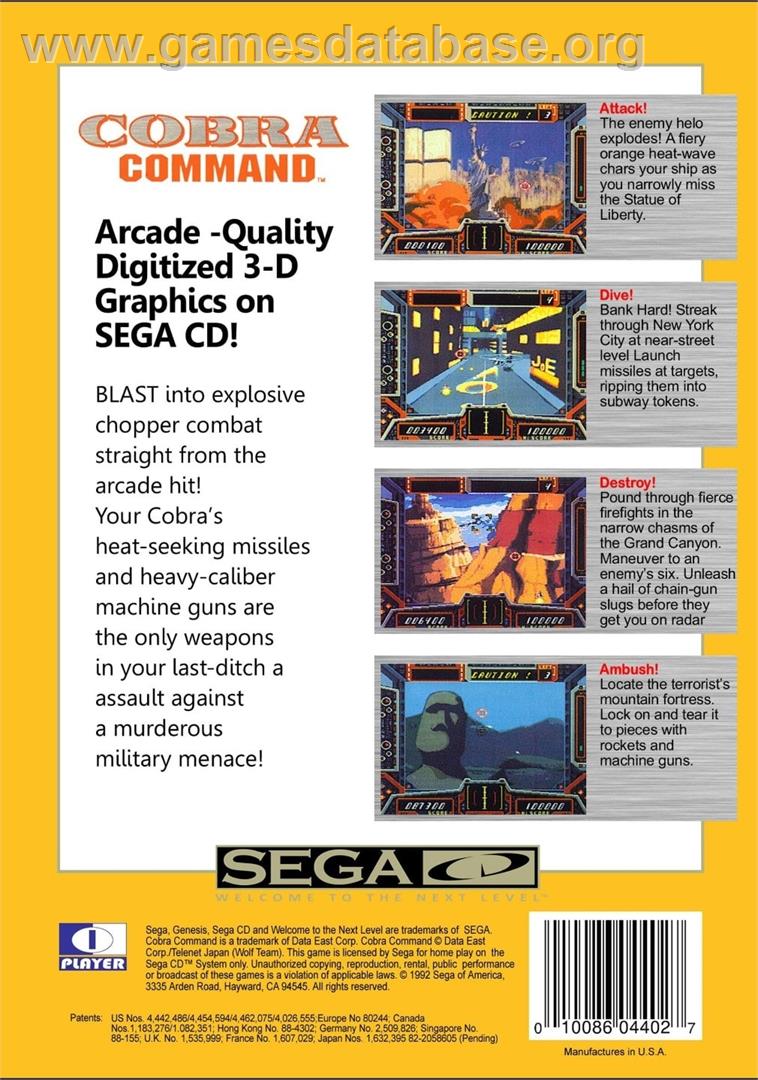 Cobra Command - Sega CD - Artwork - Box Back