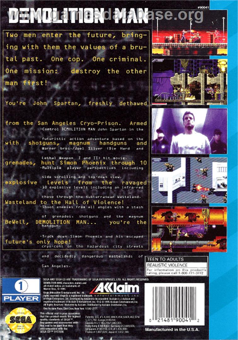 Demolition Man - Sega CD - Artwork - Box Back