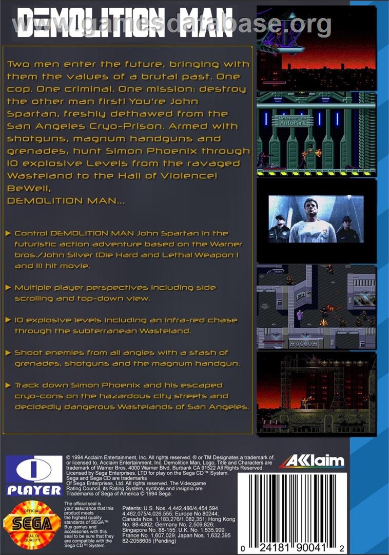 Demolition Man - Sega CD - Artwork - Box Back