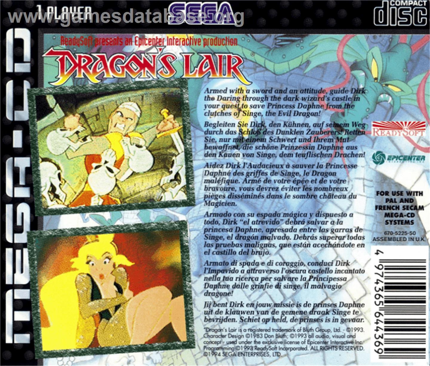 Dragon's Lair - Sega CD - Artwork - Box Back