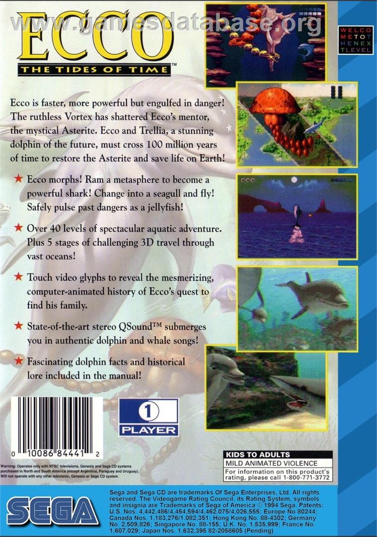 Ecco - The Tides of Time - Sega CD - Artwork - Box Back