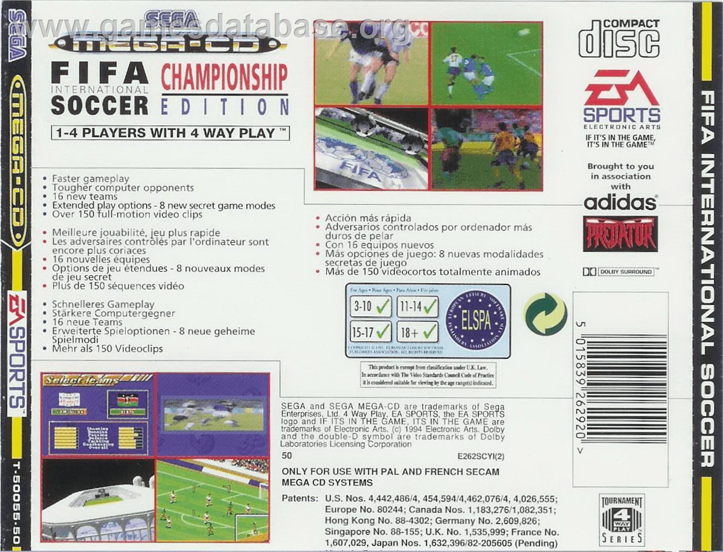 FIFA International Soccer - Sega CD - Artwork - Box Back