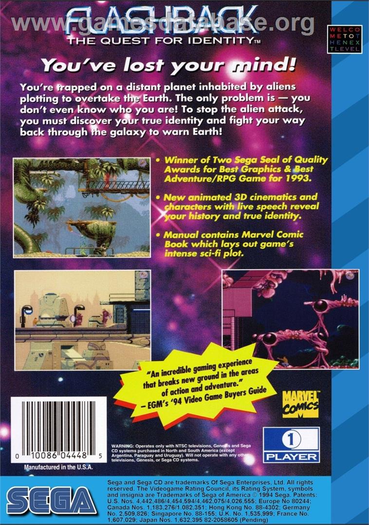 Flashback - Sega CD - Artwork - Box Back