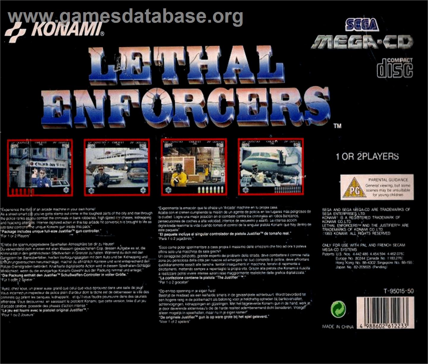 Lethal Enforcers - Sega CD - Artwork - Box Back