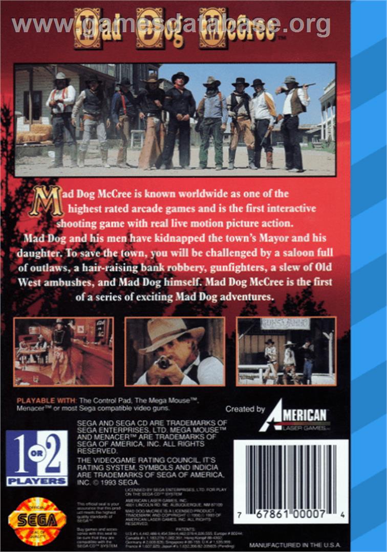 Mad Dog McCree - Sega CD - Artwork - Box Back