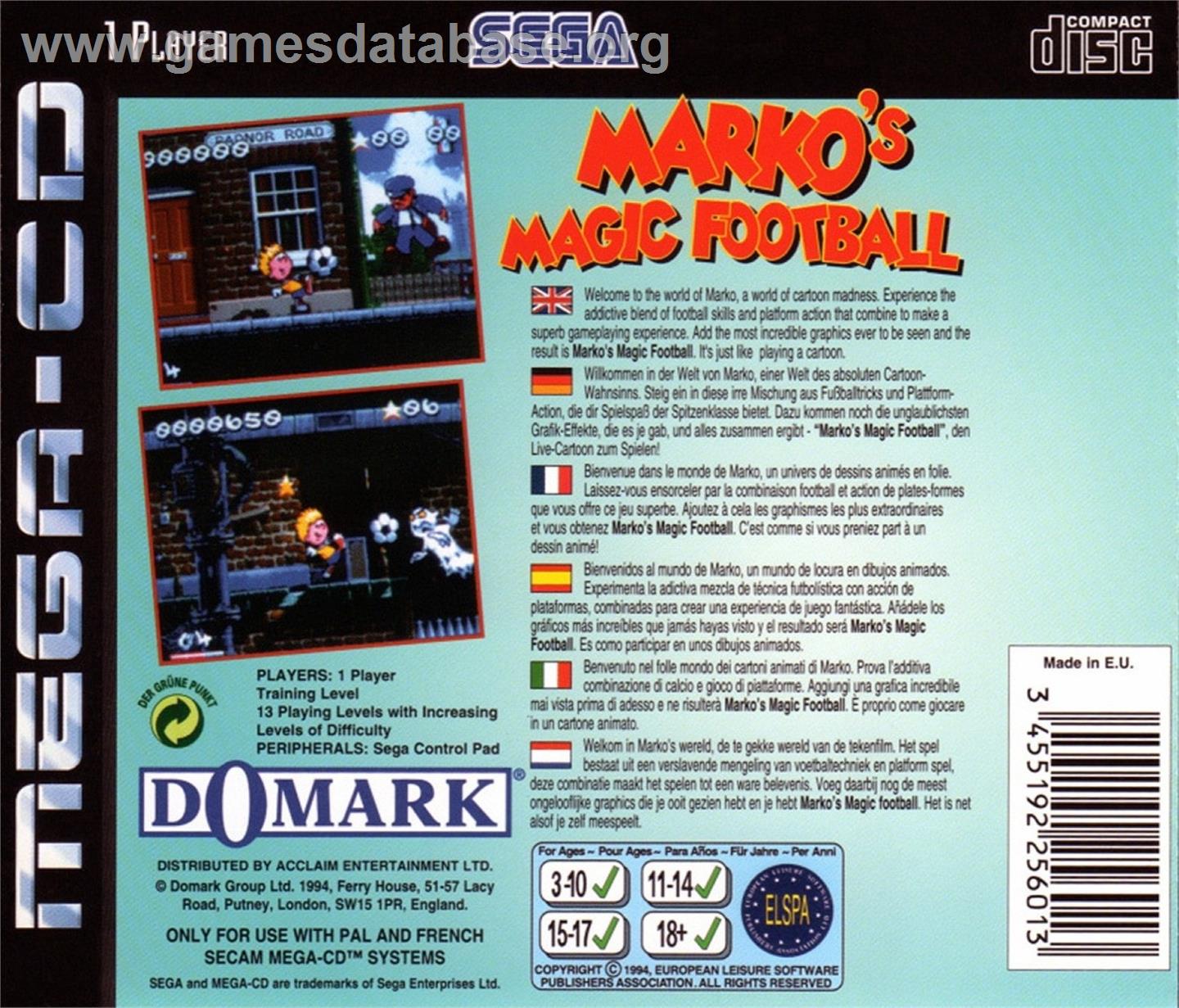 Marko - Sega CD - Artwork - Box Back