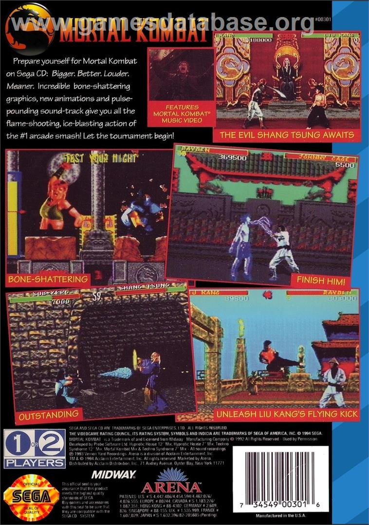 Mortal Kombat - Sega CD - Artwork - Box Back