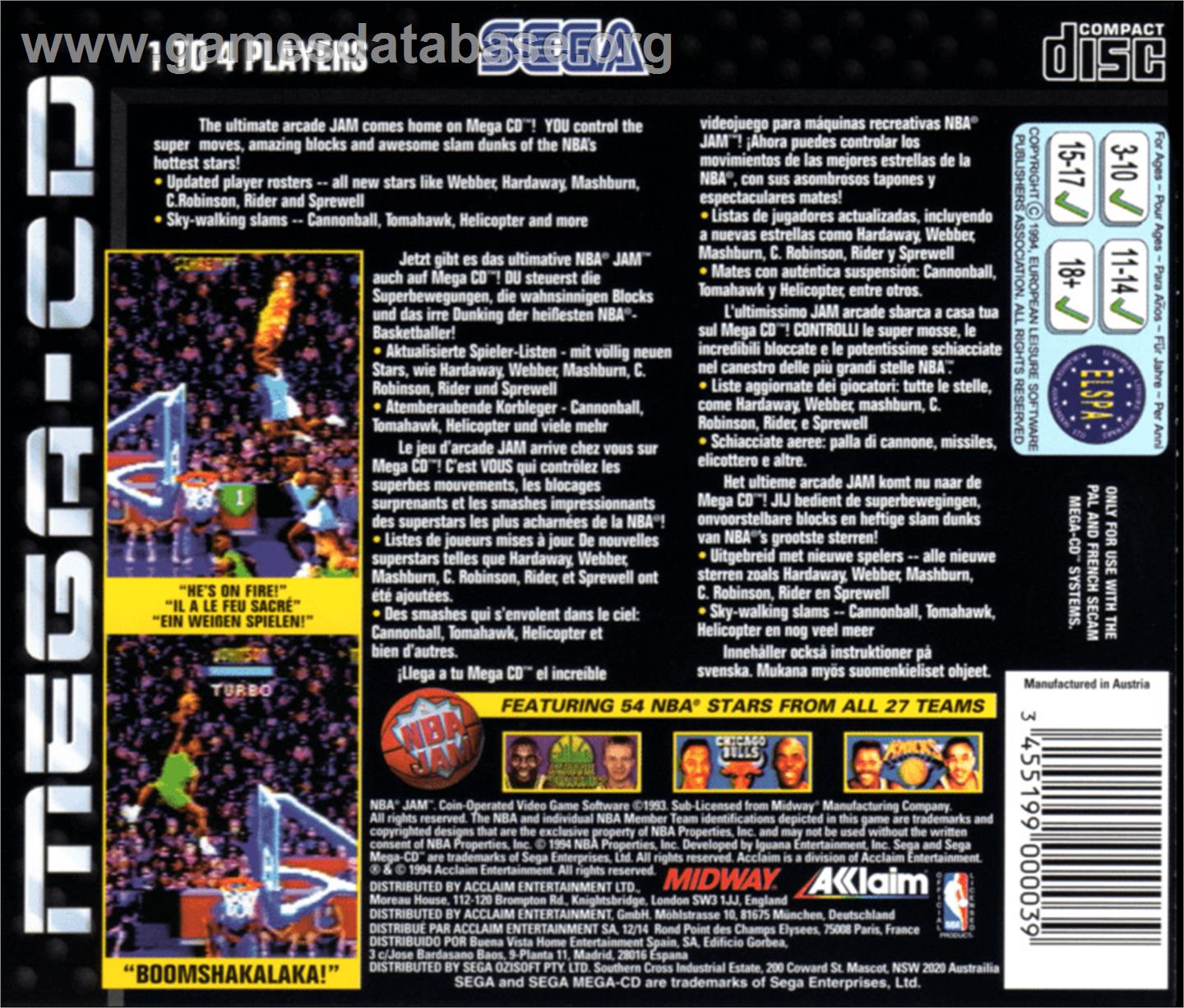 NBA Jam - Sega CD - Artwork - Box Back