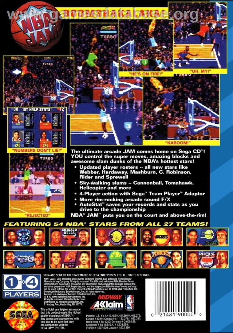 Nba Jam - Sega CD - Artwork - Box Back
