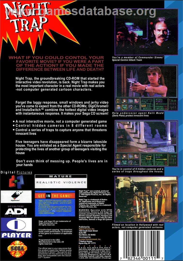 Night Trap - Sega CD - Artwork - Box Back