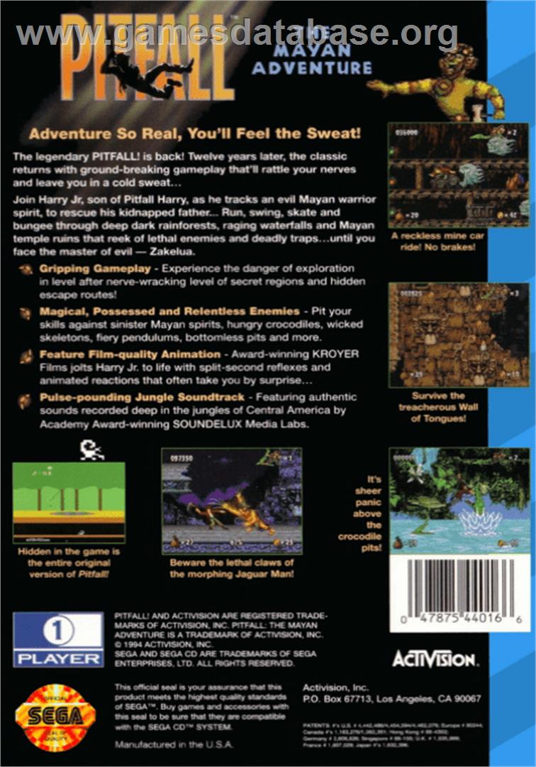 Pitfall: The Mayan Adventure - Sega CD - Artwork - Box Back