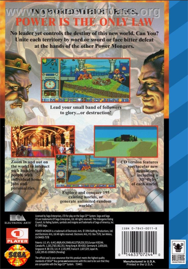 Power Monger - Sega CD - Artwork - Box Back