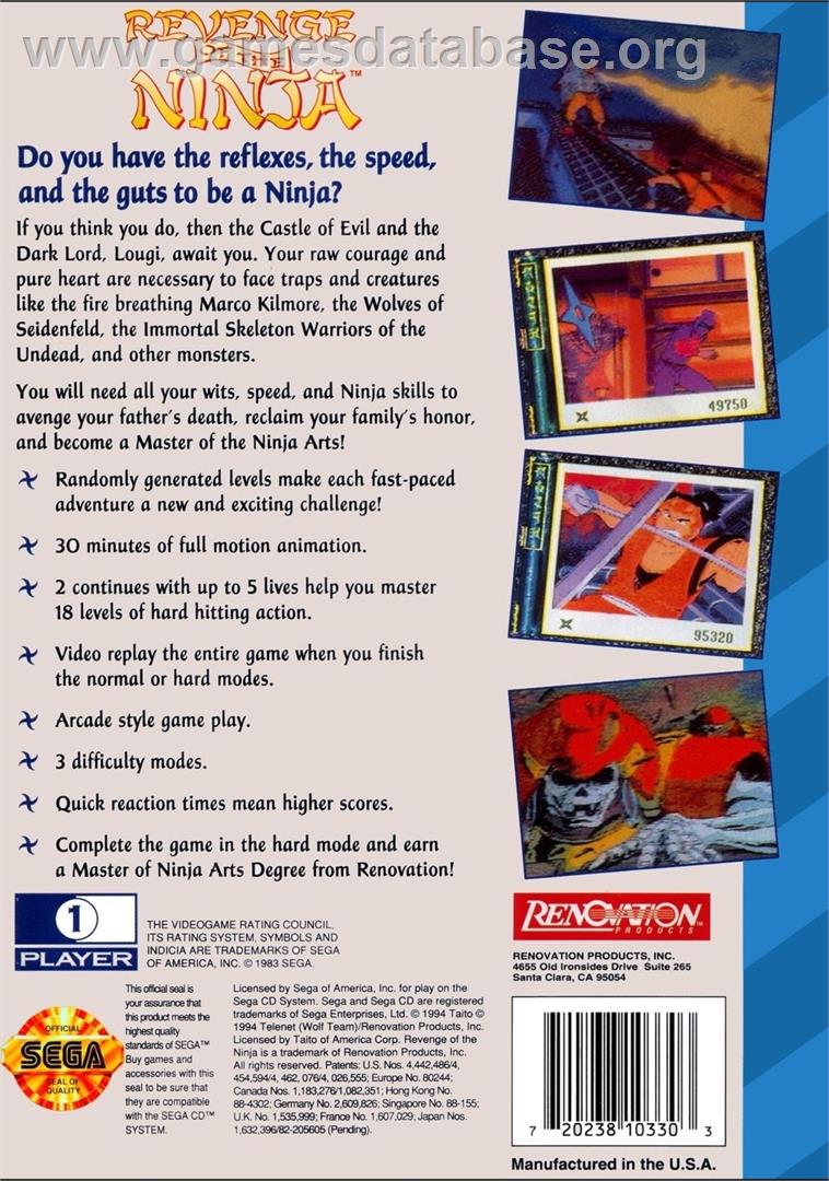Revenge Of The Ninja - Sega CD - Artwork - Box Back