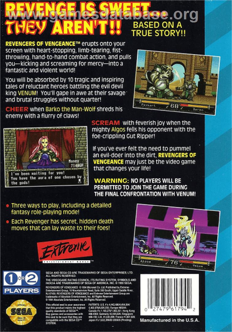 Revengers of Vengeance - Sega CD - Artwork - Box Back