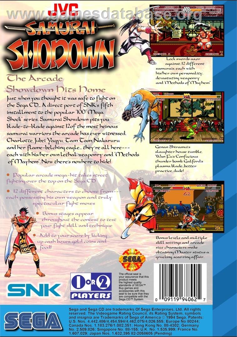Samurai Shodown - Sega CD - Artwork - Box Back