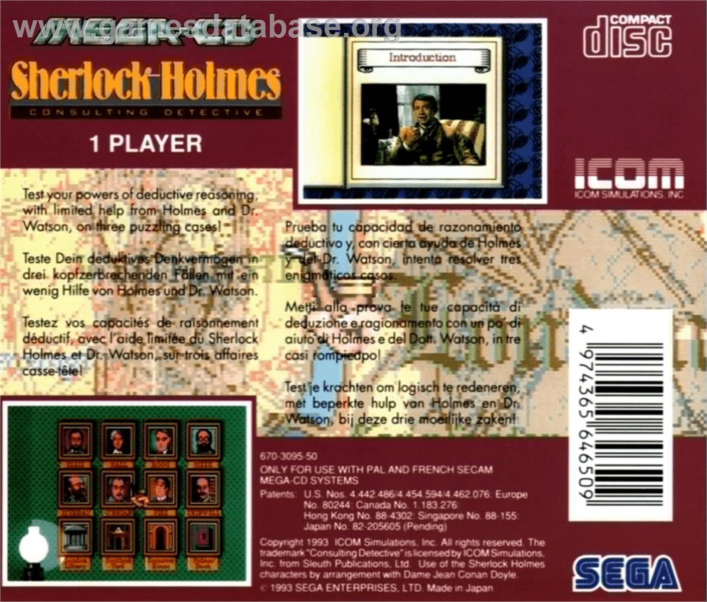 Sherlock Holmes: Consulting Detective - Sega CD - Artwork - Box Back