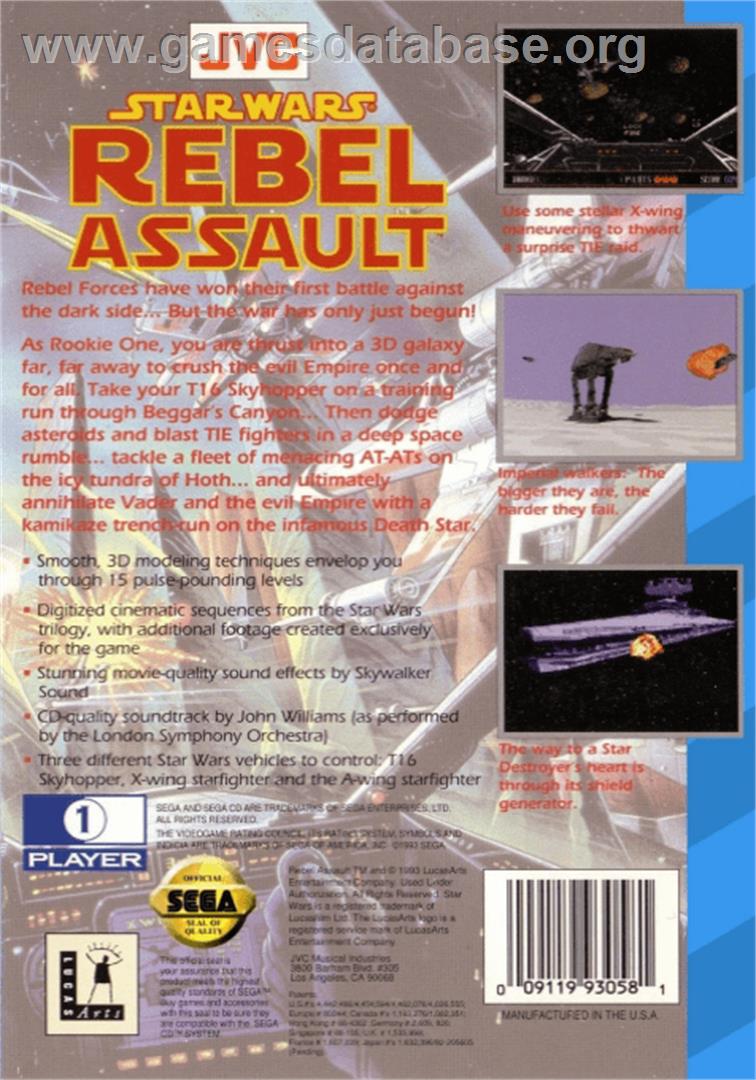 Star Wars: Rebel Assault - Sega CD - Artwork - Box Back