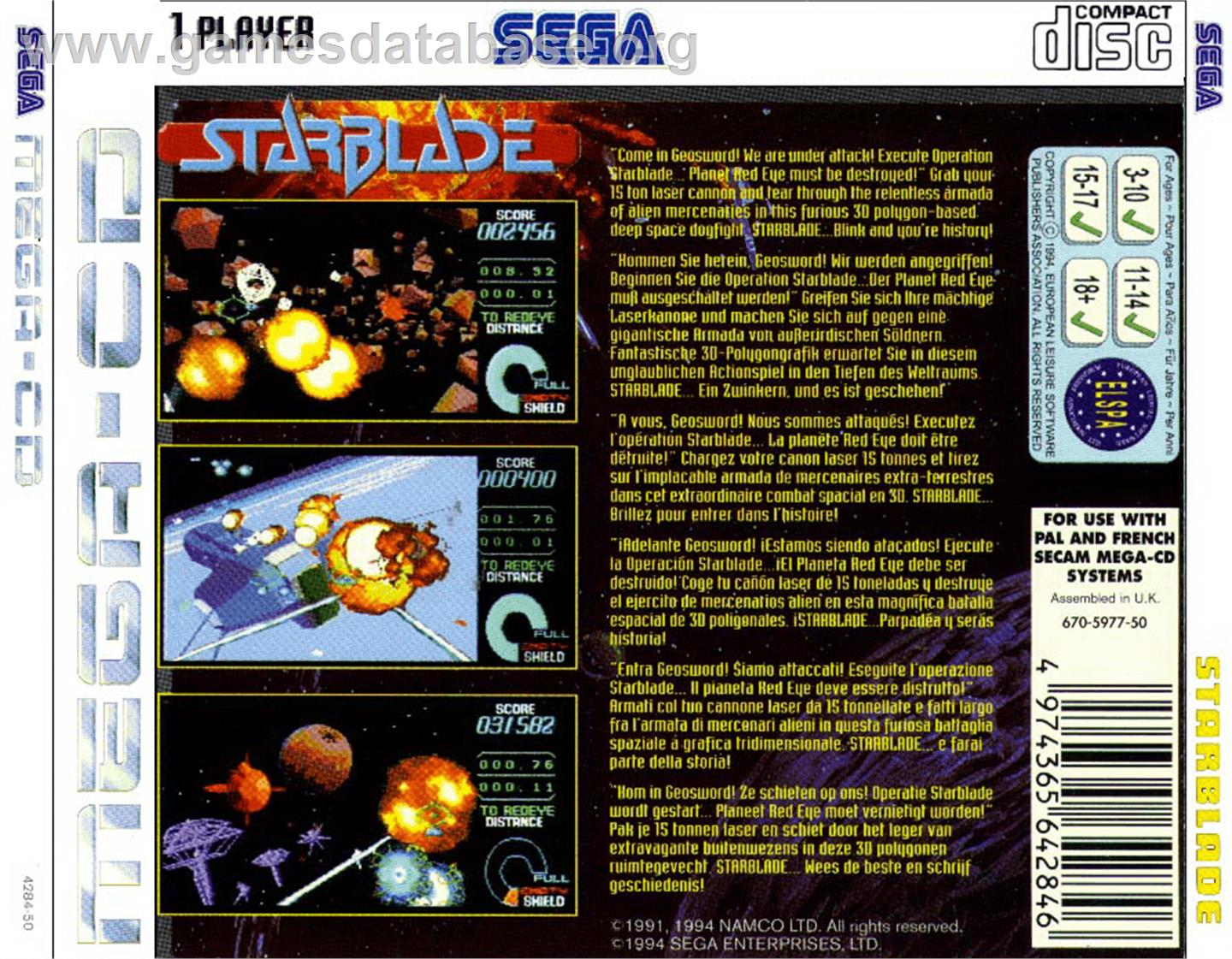 Starblade - Sega CD - Artwork - Box Back