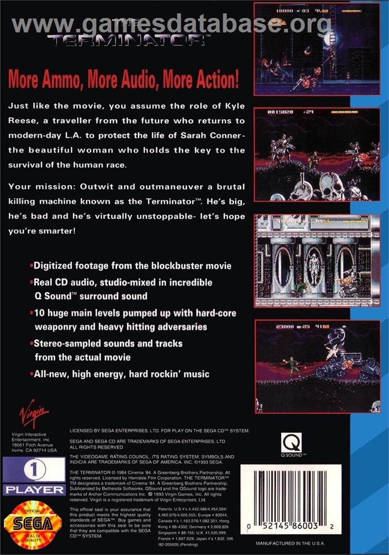 Terminator, The - Sega CD - Artwork - Box Back