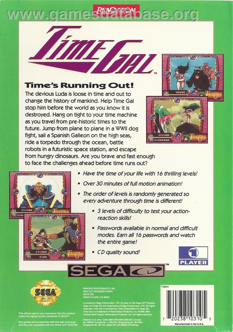 Time Gal - Sega CD - Artwork - Box Back