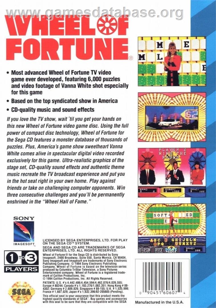 Wheel Of Fortune - Sega CD - Artwork - Box Back
