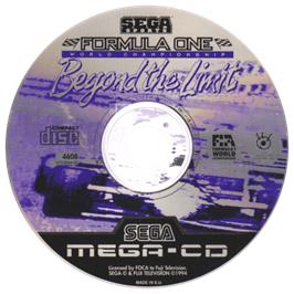 Artwork on the CD for Formula 1 World Championship: Beyond the Limit on the Sega CD.