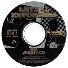Artwork on the CD for Lethal Enforcers on the Sega CD.