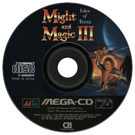 Artwork on the CD for Might and Magic III: Isles of Terra on the Sega CD.