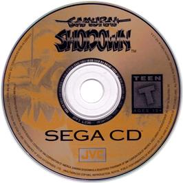 Artwork on the CD for Samurai Shodown on the Sega CD.
