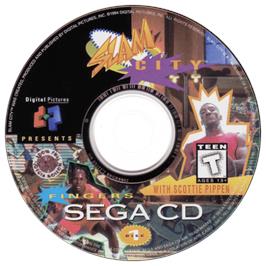 Artwork on the CD for Slam City with Scottie Pippen on the Sega CD.