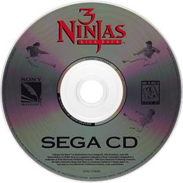 Cartridge artwork for 3 Ninjas Kick Back on the Sega CD.