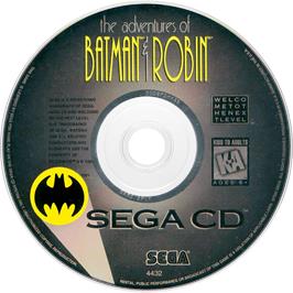 Cartridge artwork for Adventures of Batman & Robin on the Sega CD.