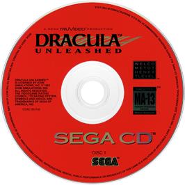 Cartridge artwork for Dracula Unleashed on the Sega CD.