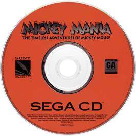Cartridge artwork for Mickey Mania - The Timeless Adventures Of Mickey Mouse on the Sega CD.