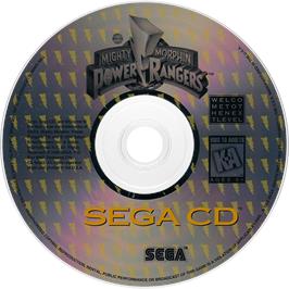 Cartridge artwork for Mighty Morphin Power Rangers on the Sega CD.