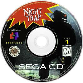 Cartridge artwork for Night Trap on the Sega CD.