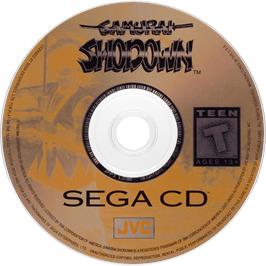 Cartridge artwork for Samurai Shodown on the Sega CD.