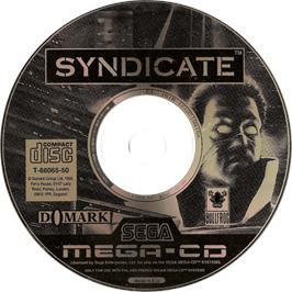 Cartridge artwork for Syndicate on the Sega CD.
