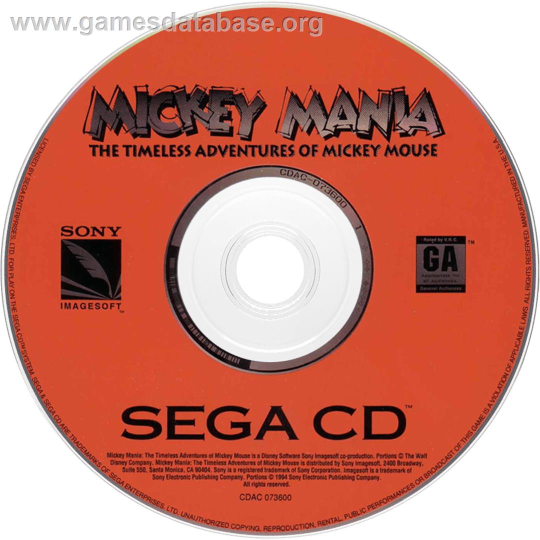 Mickey Mania - The Timeless Adventures Of Mickey Mouse - Sega CD - Artwork - Cartridge