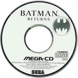 Artwork on the Disc for Batman Returns on the Sega CD.