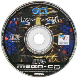 Artwork on the Disc for Lawnmower Man on the Sega CD.