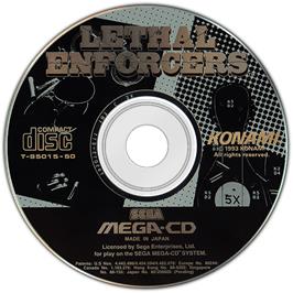 Artwork on the Disc for Lethal Enforcers on the Sega CD.