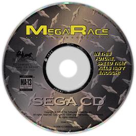 Artwork on the Disc for MegaRace on the Sega CD.