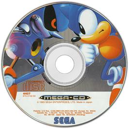 Artwork on the Disc for Sonic CD on the Sega CD.