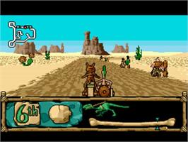 In game image of Bc Racers on the Sega CD.