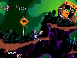 In game image of Earthworm Jim Special Edition on the Sega CD.